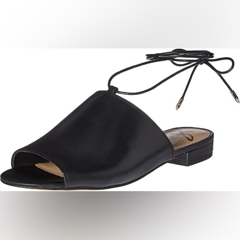 SAM EDELMAN Black Leather Slip On Mules with Open Toe US 8